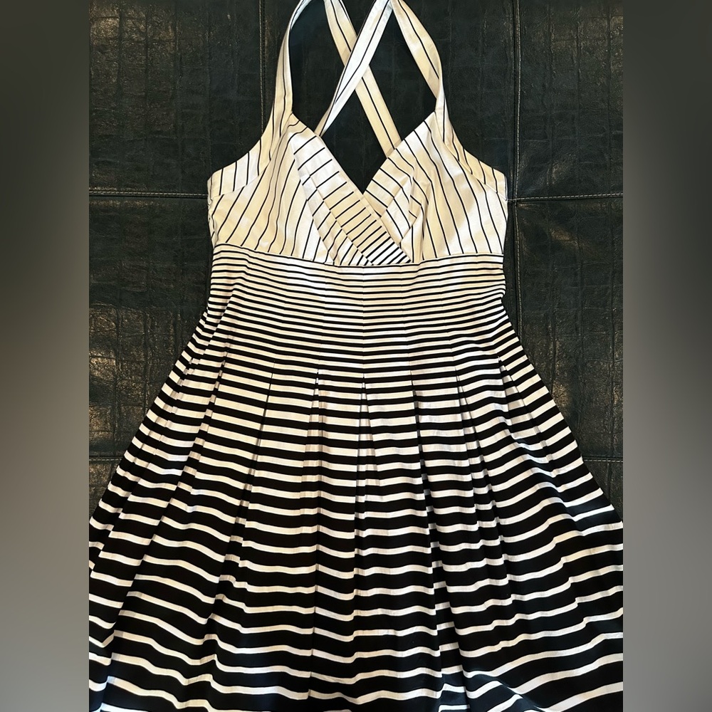 Calvin Klein Black & White Stripe Summer Dress - Size 12